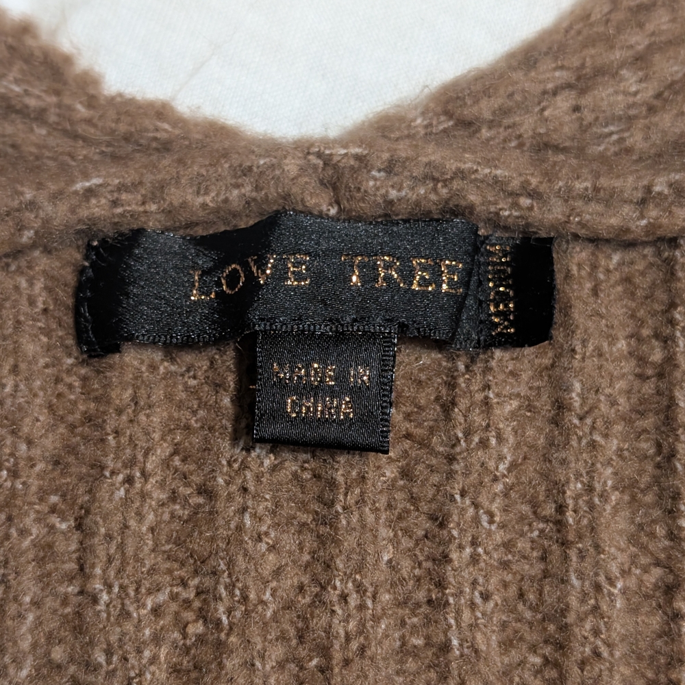 Love Tree Brown V-Neck Ribbed Sweater - Picture 2 of 6